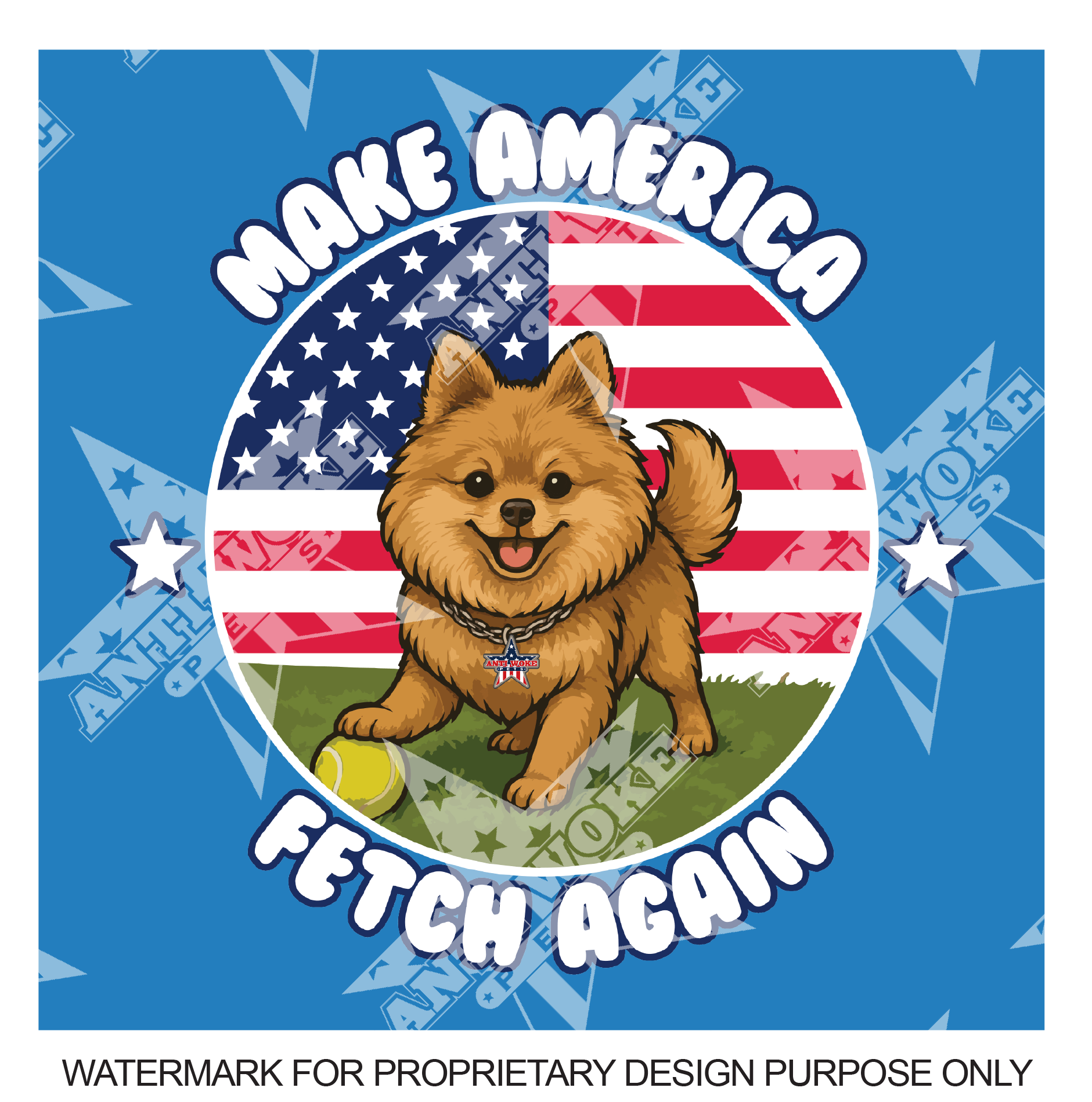 Pomeranian- Make America Fetch Again- Blue- Small Dog's Tank Top